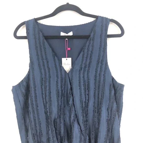Parker Size L Blue Wrap-front Blouson Dress New - Picture 2 of 4